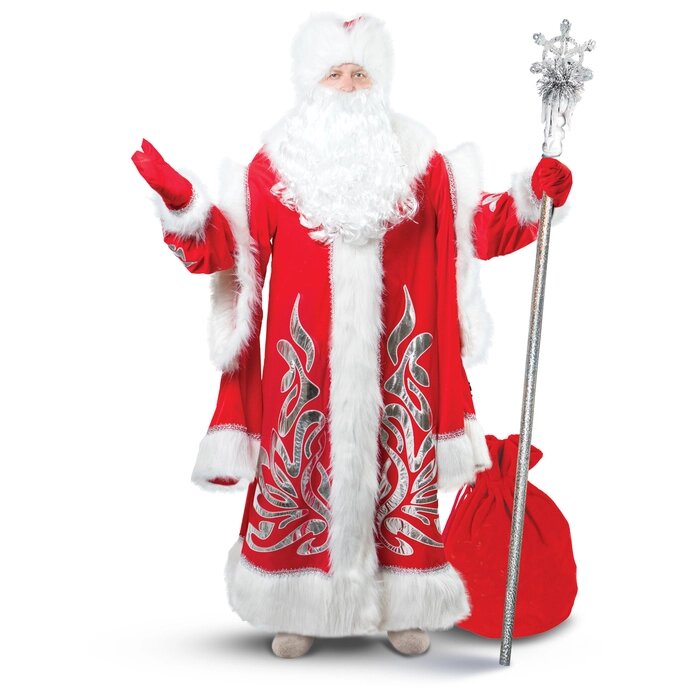 Карнавальный костюм "Дед Мороз королевский", аппликация серебристая, р. 48-50 от компании Интернет-гипермаркет «MOLL» - фото 1
