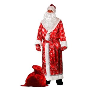 Карнавальный костюм "Дед Мороз", сатин, р. 54-56, цвет красный