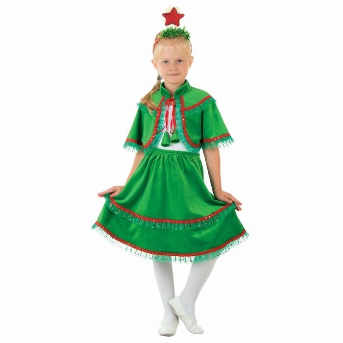 Карнавальный костюм "Ёлочка из плюша", юбка, пелерина, ободок со звездой, р-р 32, рост 128 см от компании Интернет-гипермаркет «MOLL» - фото 1