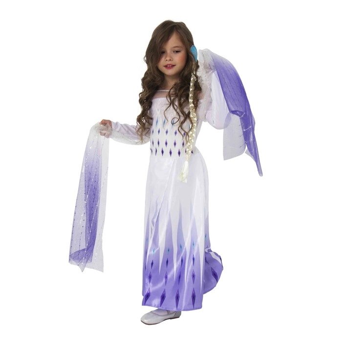 Карнавальный костюм "Эльза 2", белое платье, р. 34, рост 134 см от компании Интернет-гипермаркет «MOLL» - фото 1