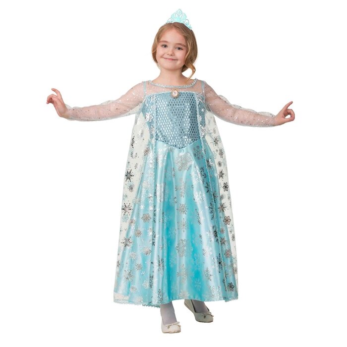 Карнавальный костюм "Эльза", сатин, платье, корона, р. 34, рост 134 см от компании Интернет-гипермаркет «MOLL» - фото 1