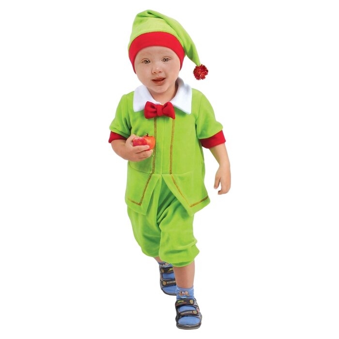 Карнавальный костюм "Гномик зелёный" от 1,5-3-х лет, велюр, обхват головы 48-55 см от компании Интернет-гипермаркет «MOLL» - фото 1