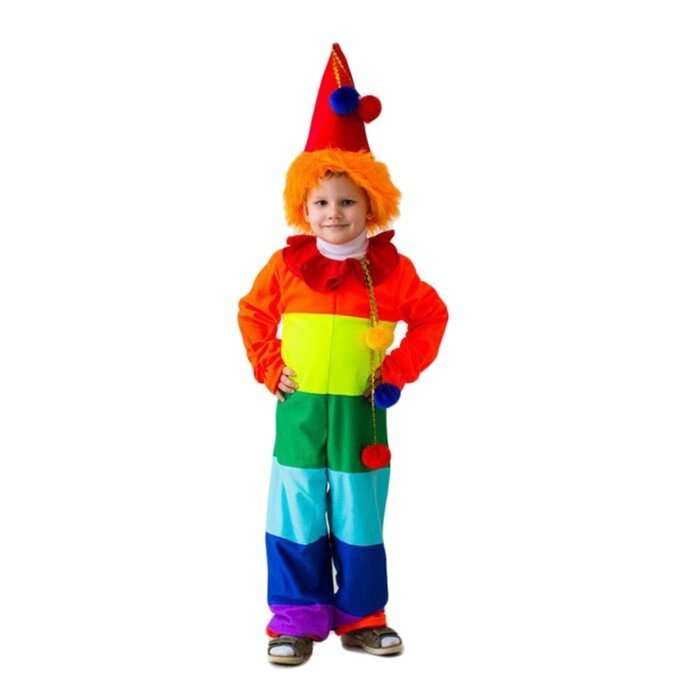 Карнавальный костюм "Клоун радужный", комбинезон, колпак с волосами, рост 122-134 см от компании Интернет-гипермаркет «MOLL» - фото 1