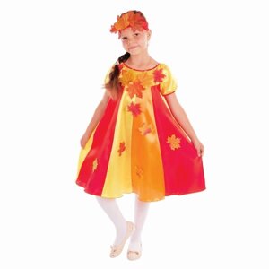 Карнавальный костюм "Осенние переливы", 2 предмета: платье клиньями, головной убор, р-р 60, рост 116 см