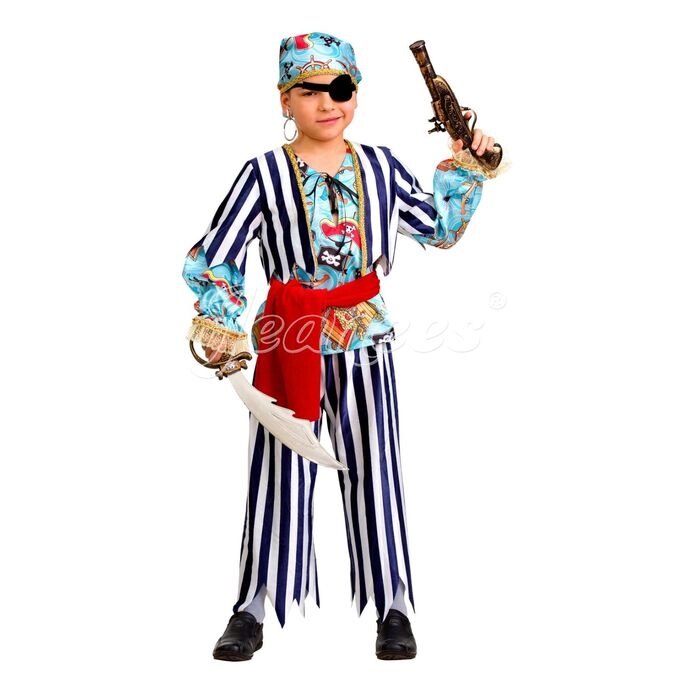 Карнавальный костюм "Пират сказочный", сатин, размер 32, рост 122 см от компании Интернет-гипермаркет «MOLL» - фото 1