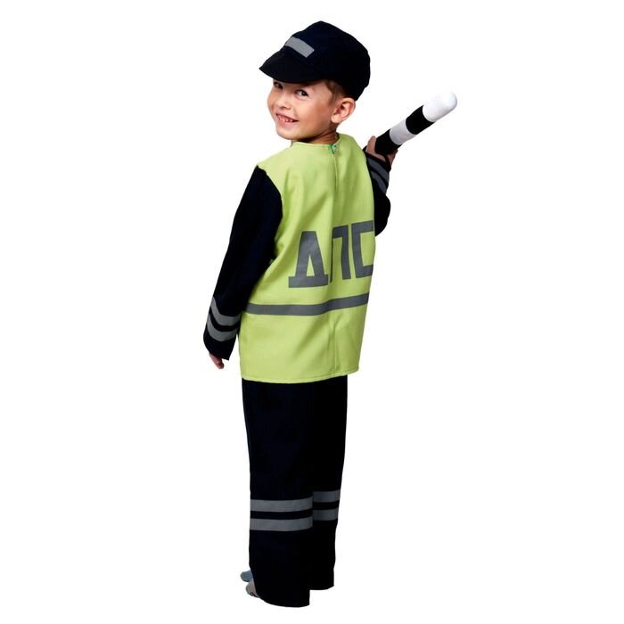 Карнавальный костюм "Полицейский ДПС", куртка, брюки, кепка, жезл, р-р 30-32, рост 116-122 см от компании Интернет-гипермаркет «MOLL» - фото 1