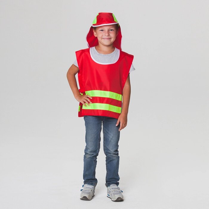 Карнавальный костюм "Пожарный МЧС", р-р 32-34, 5-10 лет, полоски цвета МИКС от компании Интернет-гипермаркет «MOLL» - фото 1