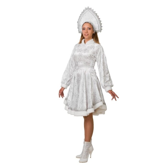 Карнавальный костюм "Снегурочка Амалия", платье, кокошник, р. 48, рост 170 см, цвет белый от компании Интернет-гипермаркет «MOLL» - фото 1