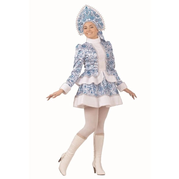 Карнавальный костюм "Снегурочка", голубые узоры, размер 46, рост 170 см от компании Интернет-гипермаркет «MOLL» - фото 1