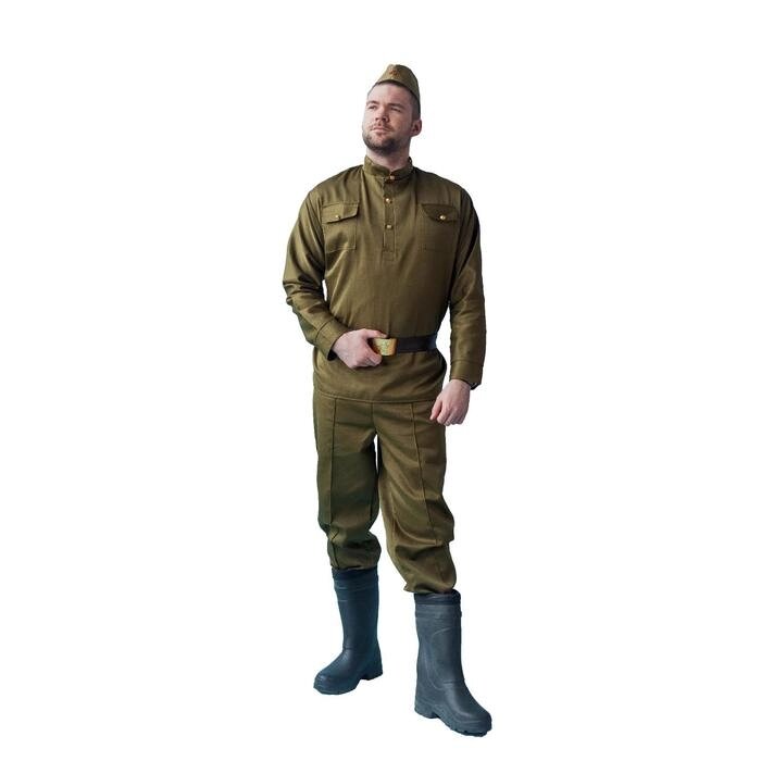 Карнавальный костюм "Солдат", пилотка, гимнастёрка, ремень, брюки, р. 42-44 от компании Интернет-гипермаркет «MOLL» - фото 1