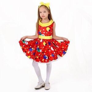 Карнавальный костюм Стиляги1"платье красное в горох, повязка р-р 30 рост110-116