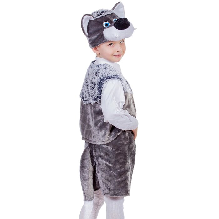 Карнавальный костюм "Волчонок", жилетка, шорты, маска-шапочка, р. 30-32, рост 122 см от компании Интернет-гипермаркет «MOLL» - фото 1