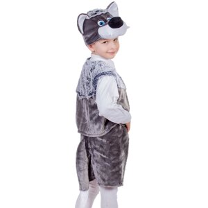Карнавальный костюм "Волчонок", жилетка, шорты, маска-шапочка, р. 30-32, рост 122 см