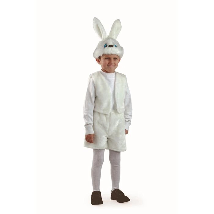 Карнавальный костюм "Заяц белый", мех, маска, жилет, шорты, размер 28, рост 110 см от компании Интернет-гипермаркет «MOLL» - фото 1