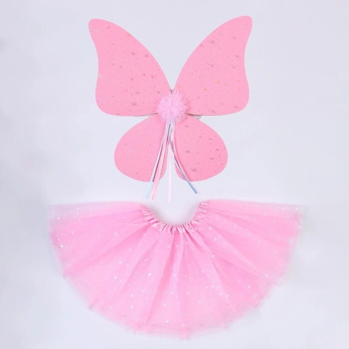 Карнавальный набор "Бабочка", 5-7 лет, розовый: юбка с х/б подкладом, крылья от компании Интернет-гипермаркет «MOLL» - фото 1