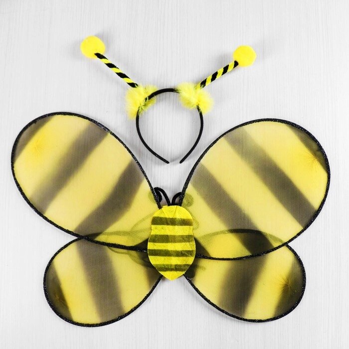 Карнавальный набор "Пчёлка", 2 предмета: ободок, крылья от компании Интернет-гипермаркет «MOLL» - фото 1