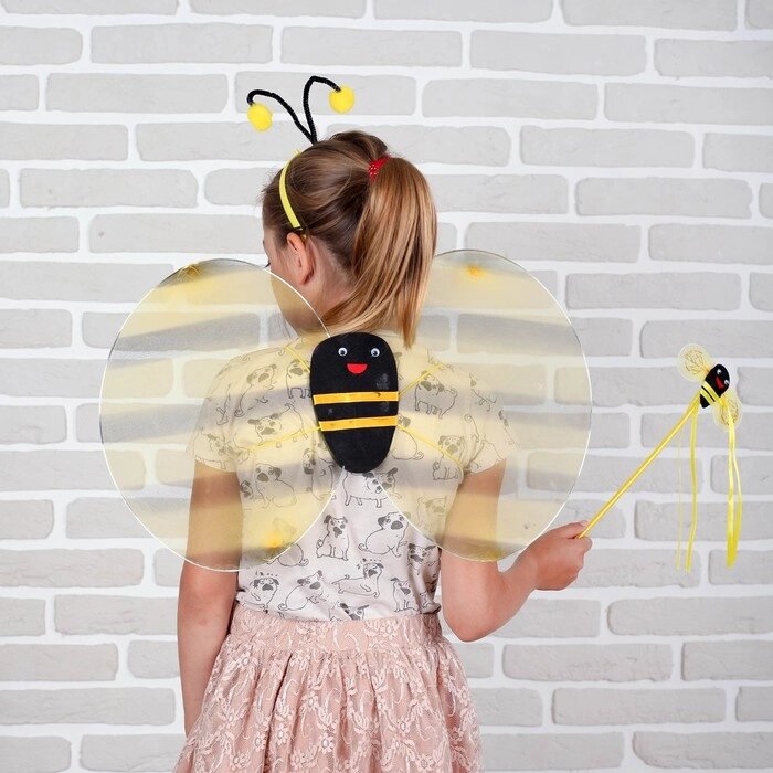 Карнавальный набор "Пчёлка", 3 предмета: крылья, палочка, ободок, 3-5 лет от компании Интернет-гипермаркет «MOLL» - фото 1