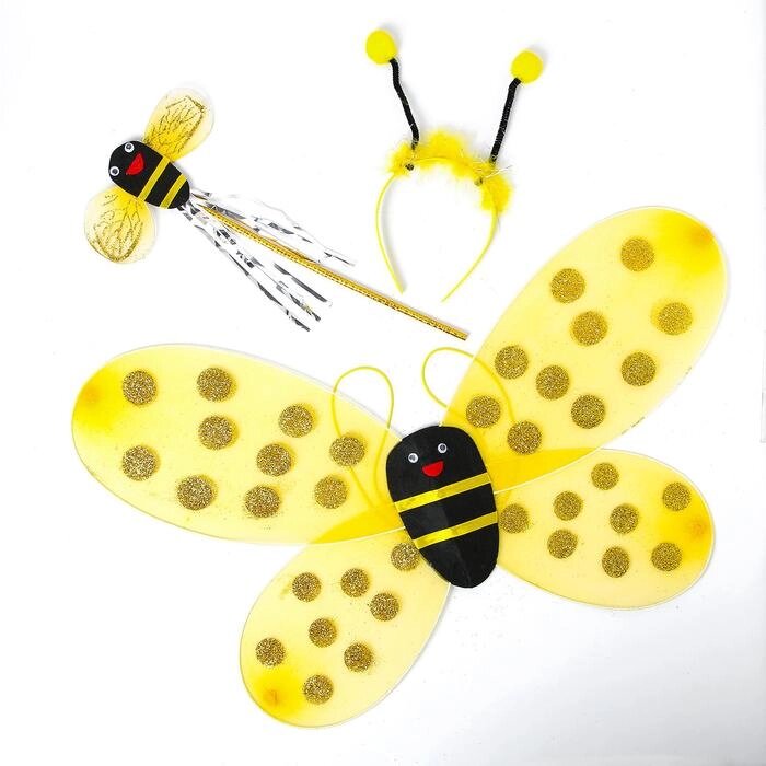 Карнавальный набор "Пчёлка", 3 предмета: ободок, крылья, жезл от компании Интернет-гипермаркет «MOLL» - фото 1