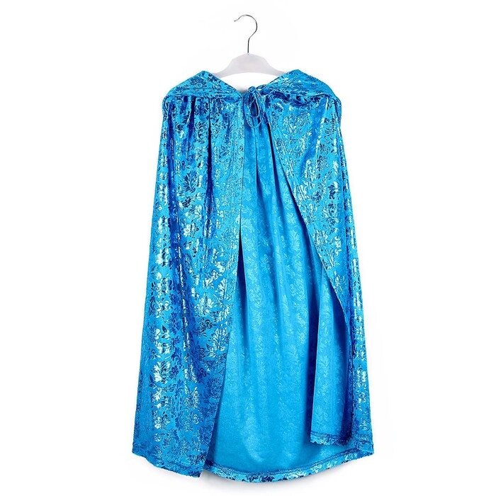 Карнавальный Набор плащ, коса, жезл, корона, плюш голубой с узором длина 85см от компании Интернет-гипермаркет «MOLL» - фото 1