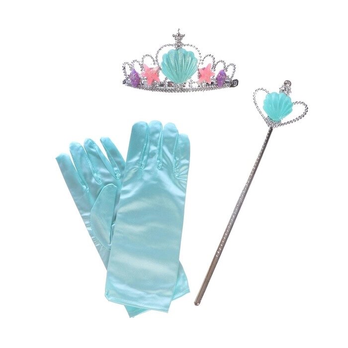 Карнавальный набор "Принцесса" 4 предмета: корона, перчатки, ободок, жезл от компании Интернет-гипермаркет «MOLL» - фото 1
