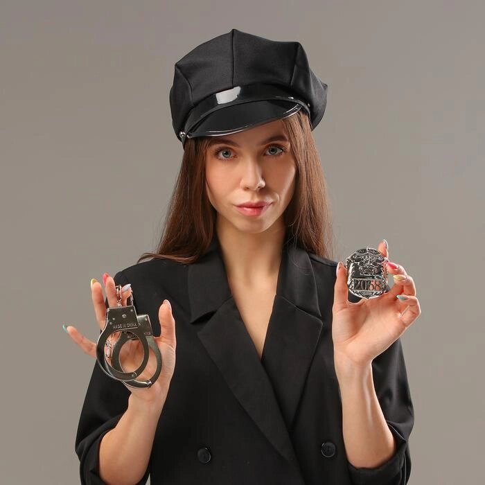 Карнавальный набор "Секс-полиция", шапка, наручники, брошь от компании Интернет-гипермаркет «MOLL» - фото 1
