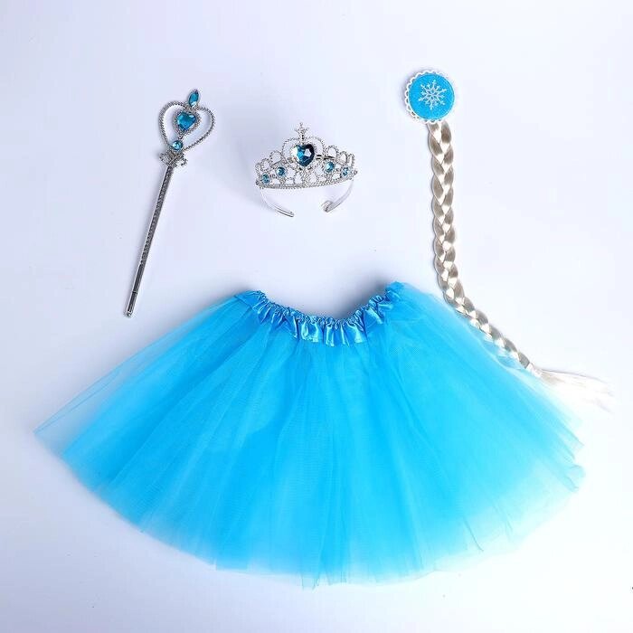 Карнавальный набор "Снежная принцесса" юбка, корона, палочка, коса от компании Интернет-гипермаркет «MOLL» - фото 1