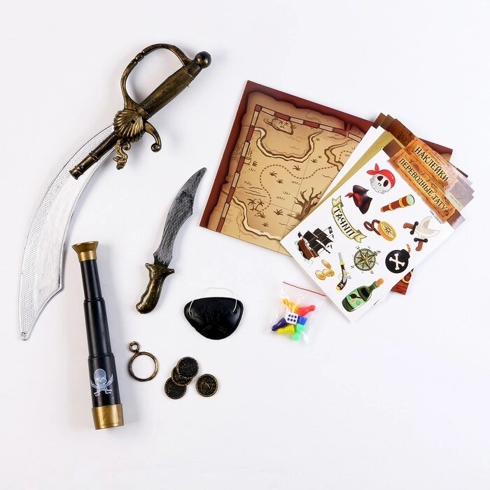 Карнавальный набор "Сокровища пиратов" с игрой бродилкой от компании Интернет-гипермаркет «MOLL» - фото 1
