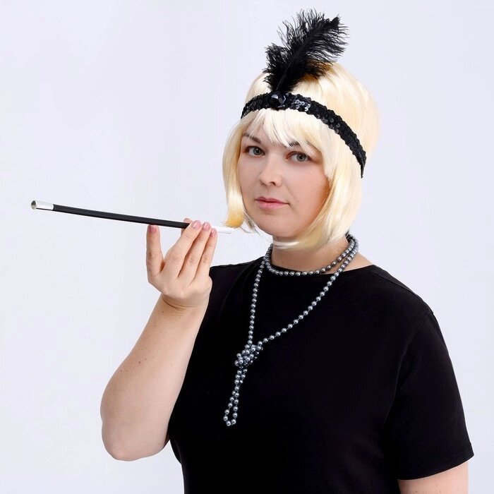 Карнавальный набор вечеринка Гэтсби"Блондинка", парик, повязка, бусы от компании Интернет-гипермаркет «MOLL» - фото 1