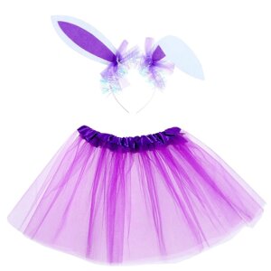 Карнавальный набор "Зайка" 2 предмета: юбка, ободок, цвет фиолетовый