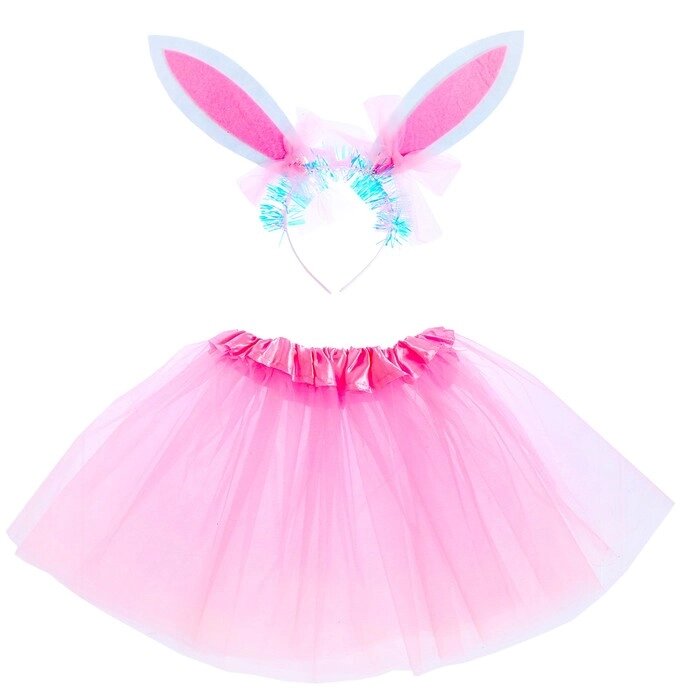 Карнавальный набор "Зайка" 2 предмета: юбка, ободок, цвет розовый от компании Интернет-гипермаркет «MOLL» - фото 1