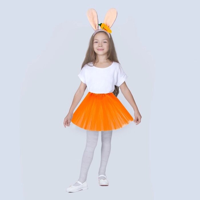 Карнавальный набор "Зайка с морковкой" ободок, юбка оранжевая-3-7 лет от компании Интернет-гипермаркет «MOLL» - фото 1