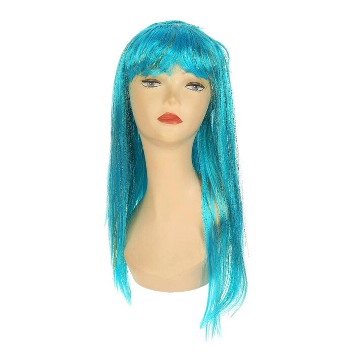 Карнавальный парик "Блеск", цвет голубой от компании Интернет-гипермаркет «MOLL» - фото 1