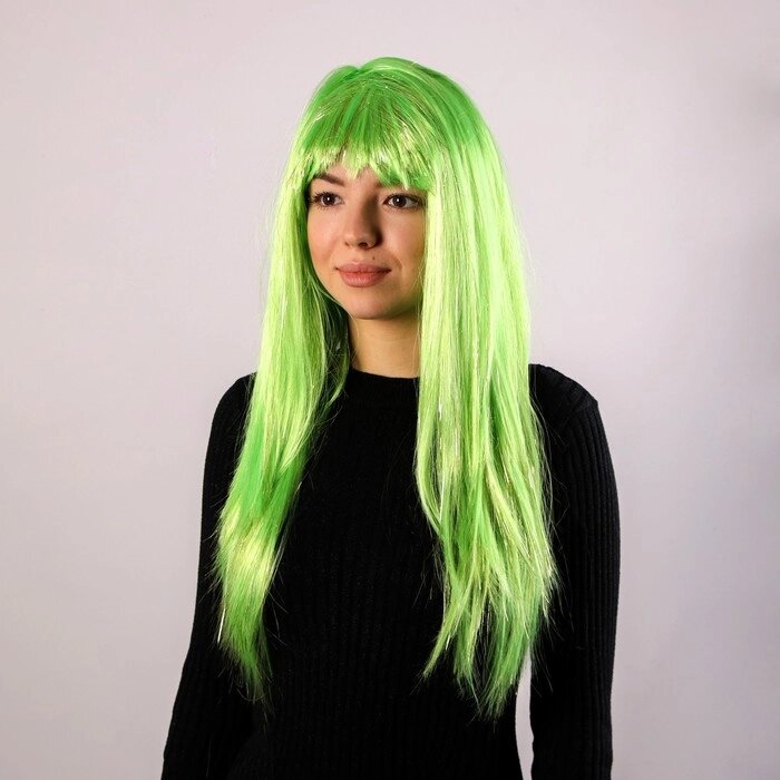 Карнавальный парик "Блеск", цвет зелёный от компании Интернет-гипермаркет «MOLL» - фото 1