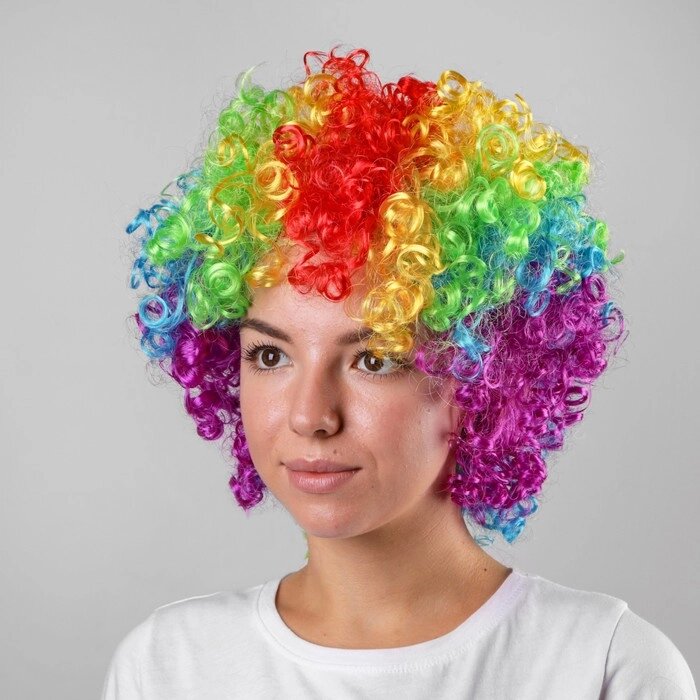 Карнавальный парик "Объём", цветные кудри, 120 г от компании Интернет-гипермаркет «MOLL» - фото 1