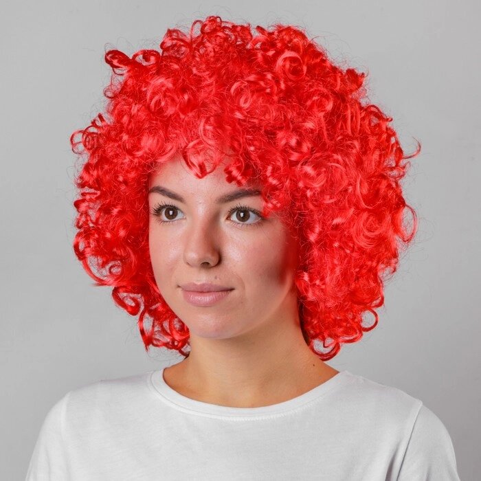 Карнавальный парик, объёмный, цвет красный от компании Интернет-гипермаркет «MOLL» - фото 1