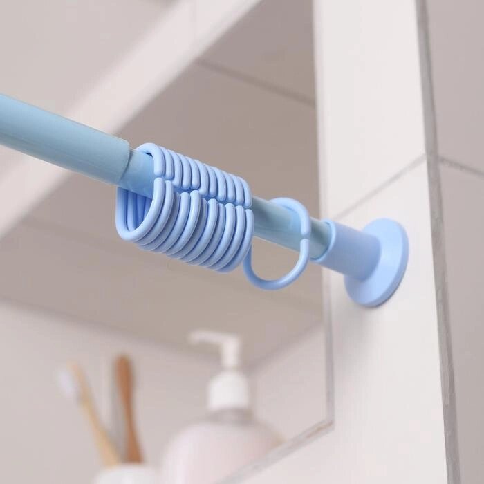 Карниз для ванной комнаты, телескопический 120-220 см, цвет голубой от компании Интернет-гипермаркет «MOLL» - фото 1