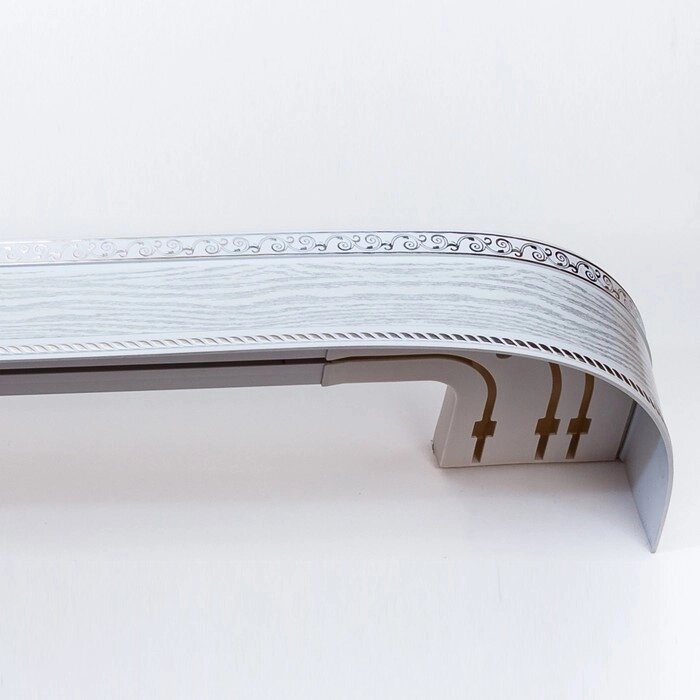 Карниз трёхрядный "Ультракомпакт. Есенин", 180 см, с декоративной планкой 7 см, цвет серебро/патина белая от компании Интернет-гипермаркет «MOLL» - фото 1