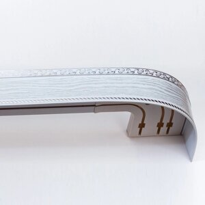 Карниз трёхрядный "Ультракомпакт. Есенин", 180 см, с декоративной планкой 7 см, цвет серебро/патина белая