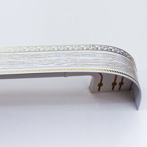 Карниз трёхрядный "Ультракомпакт. Есенин", 200 см, с декоративной планкой 7 см, цвет золото/патина белая