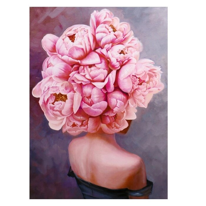 Картина-холст на подрамнике "Девушка в цветах" 50х70 см от компании Интернет-гипермаркет «MOLL» - фото 1