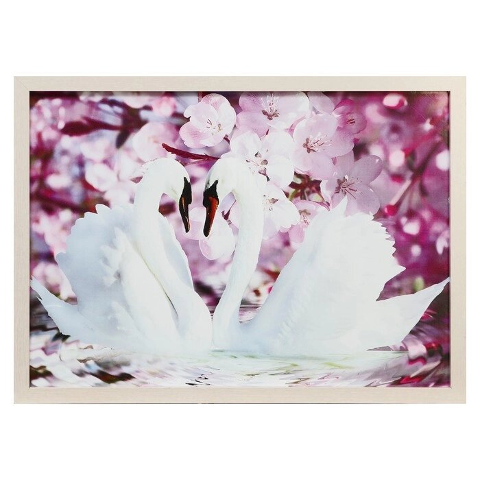Картина "Лебеди под цветами сакуры" 56*76 см от компании Интернет-гипермаркет «MOLL» - фото 1
