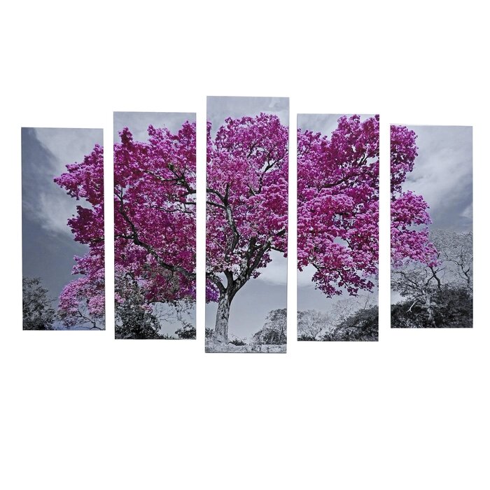 Картина модульная на подрамнике "Дерево в цвету" 125х80 см (2-25х63, 2-25х70, 1-25х80) от компании Интернет-гипермаркет «MOLL» - фото 1