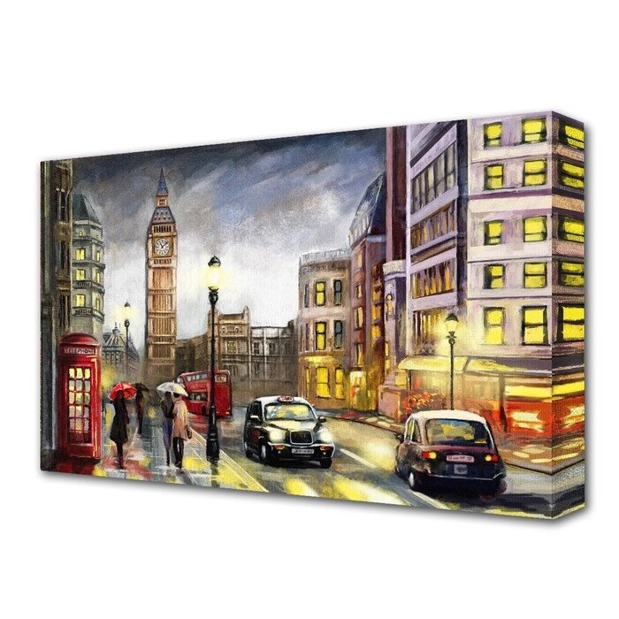 Картина на холсте "Дождливый Лондон" 60*100 см от компании Интернет-гипермаркет «MOLL» - фото 1