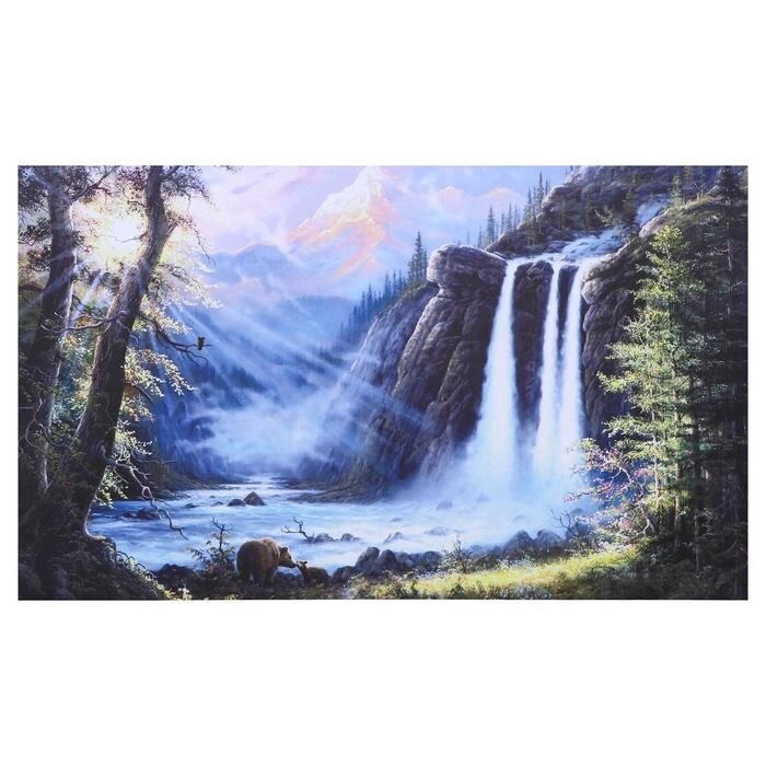 Картина на холсте "Горный водопад" 60х100 см от компании Интернет-гипермаркет «MOLL» - фото 1