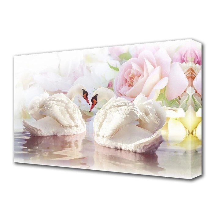 Картина на холсте "Лебеди и розы" 60*100 см от компании Интернет-гипермаркет «MOLL» - фото 1