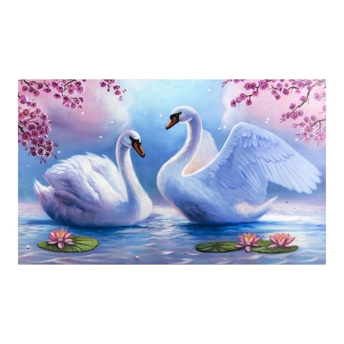Картина на холсте "Лебеди на пруду" 60*100 см от компании Интернет-гипермаркет «MOLL» - фото 1
