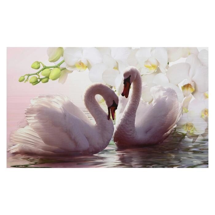 Картина на холсте "Лебеди в цветах" 60*100 см от компании Интернет-гипермаркет «MOLL» - фото 1