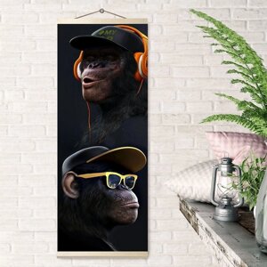 Картина по номерам 35*88 панно обезьяны (21 цвет)