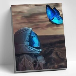 Картина по номерам 40*50 космонавт с бабочкой (20 цветов)