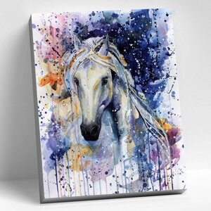 Картина по номерам 40 50 см "Акварельная лошадь" 27 цветов